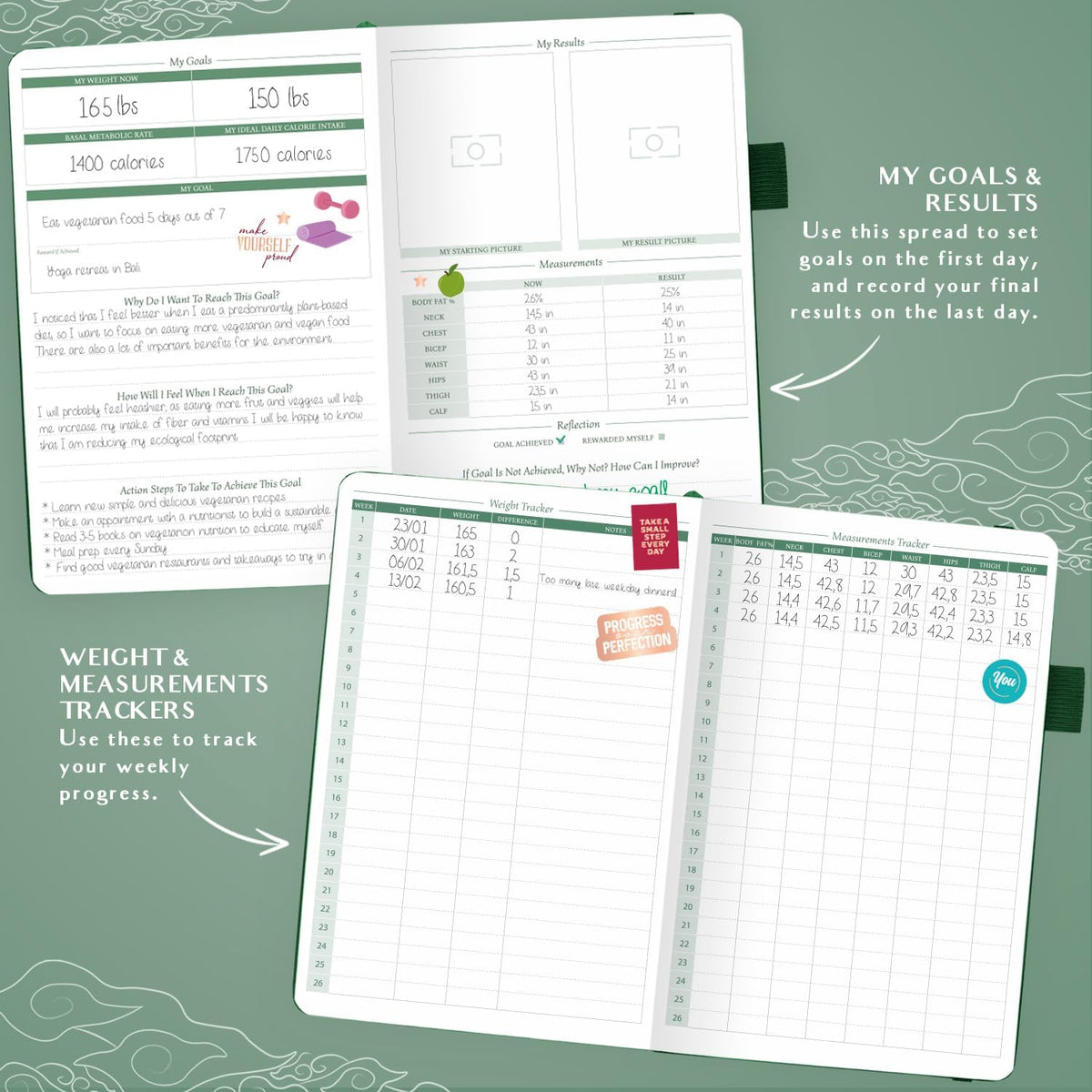Legend Food Journal, Weight Loss & Meal Tracking Diary 5.8x8.3 Hot Pink