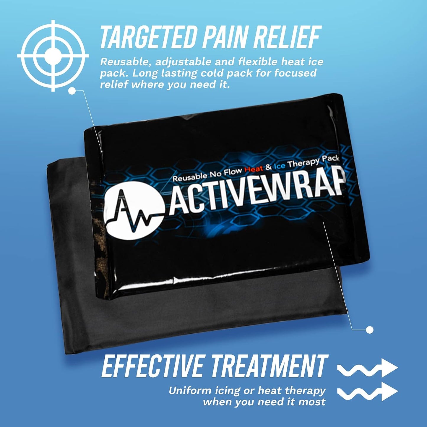 ActiveWrap Ultra Flex Ice & Heat Pack, Large (7" x 10") – Gel Ice Packs Reusable for Knee & Shoulder, Hot & Cold Therapy, Flexible No-Flow Gel, Includes Nylon Protective Pouch (2 Count)