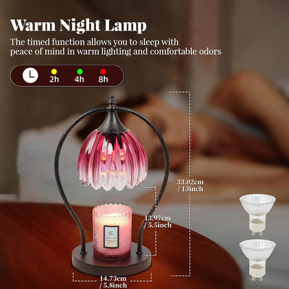 GOODBUY Candle Warmer Lamp with Timer Dimmable: Electric Candle Warmer Birthday Gifts for Women Mom - Candle Lamp Warmer House Warming Gifts New Home Decor - Wax Warmer for Jar Candles with 2 Bulbs