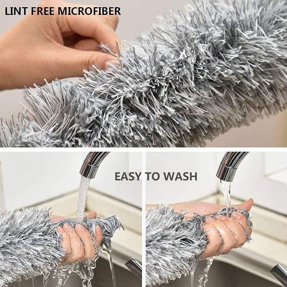 Cobweb Duster with Extension Pole 100 inches, Dusters for Cleaning with 2 Duster Heads, Washable Microfiber Feather Duster for Cleaning Ceiling Fan, High Ceiling, Blinds, Furniture & Cars