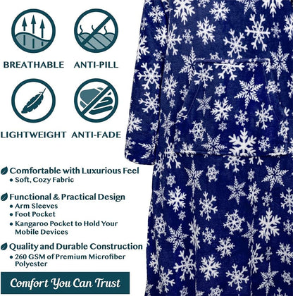 PAVILIA Fleece Blanket with Sleeves, Foot Pockets for Women Men Adults, Plush Wearable Blanket Throw Wrap, Warm Snuggle Blanket Robe, Cozy Gift Ideas Wife Mom, Dark Purple