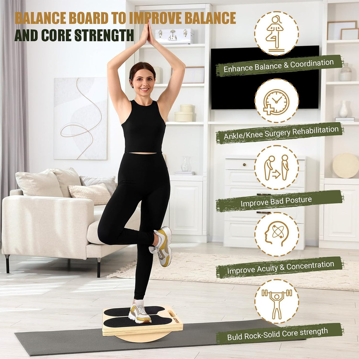 Slant Board Calf Stretching, 300 LBS Capacity Portable Wooden Incline Board