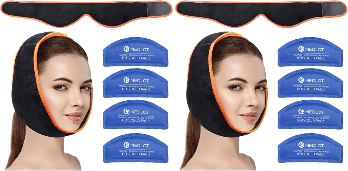 Wisdom Teeth Ice Pack Head Wrap, with 4 Hot Cold Packs, Reusable