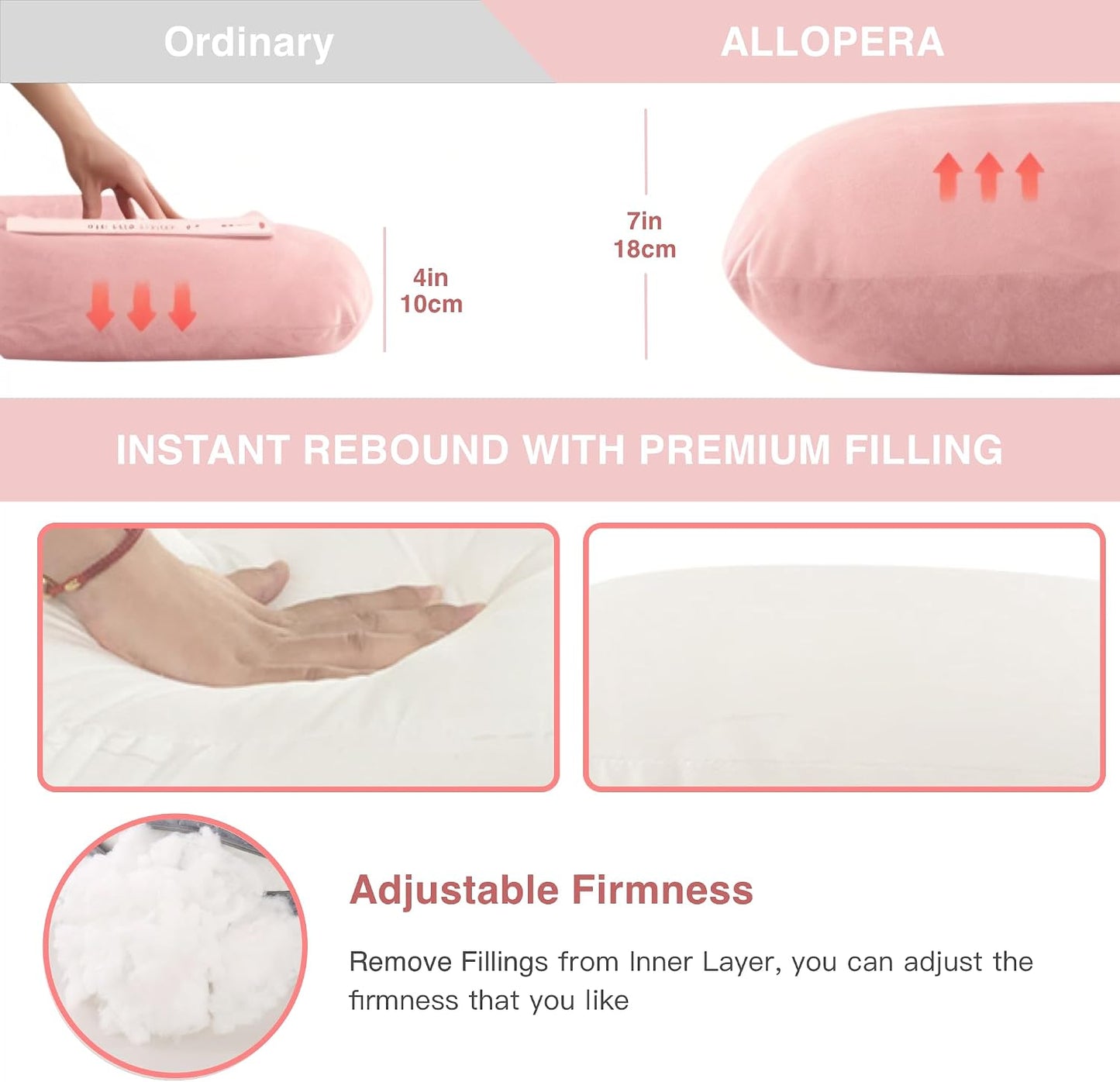 ALLOPERA Pregnancy Pillows for Sleeping, 57-Inch U-Shaped Full Body Maternity Pillow with Adjustable Fill and Removable Washable Cover, Back, Belly, Hip and Leg Support for Pregnant Women, Black Grey
