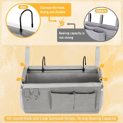 Lilithye Bedside Caddy, Bedside Storage Bag Hanging Organizer for Bunk Bed