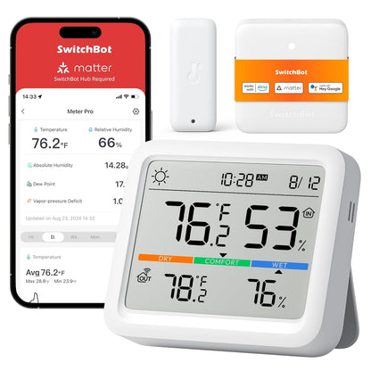 SwitchBot Meter Pro, Digital Hygrometer & Thermometer - Wireless Indoor Temperature & Humidity Monitor with Bluetooth App Control, Real-Time Alerts (1, Meter Pro)