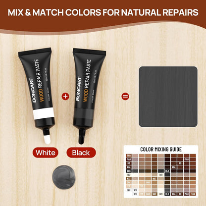 Boncart Wood Furniture Repair Kit, Wood Touch up Fillers | Repair Scratches, Cracks, Paint Chips, and Nail Holes on Furniture, Floors, Doors, Cabinets, and Tables (10 Colors)