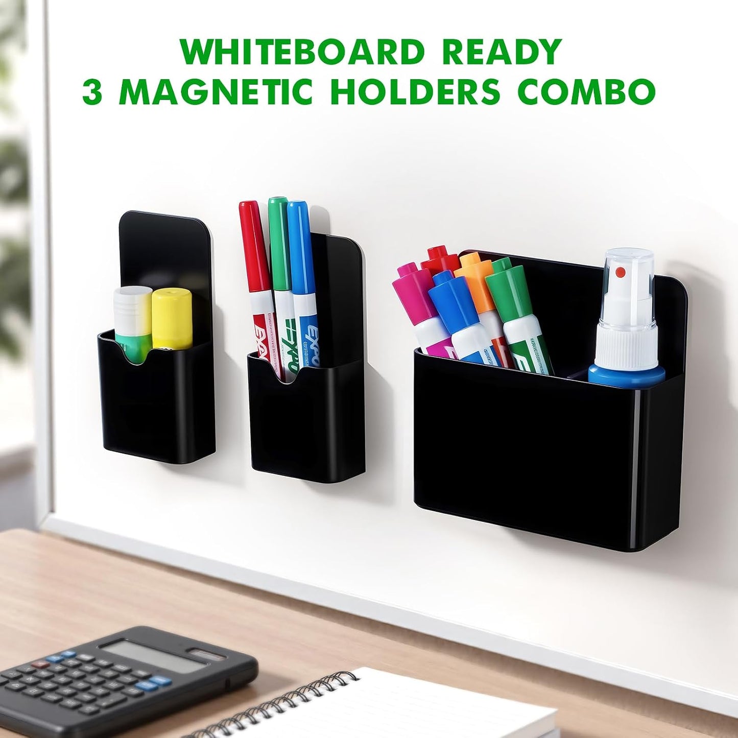 2 Pack Magnetic Pen Holder Cup for Whiteboard, Classroom Supplies | Plastic Magnetic Dry Erase Marker Holder for Refrigerator Fridge, Pencil Cup for School, Locker Accessories Organizer-White