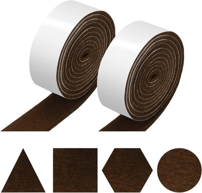 Shappy 2 Pcs Felt Strips with Adhesive Backing Felt Tape Roll Non Slip | 120 x 1 x 0.12 Inch,Linen,Self Adhesive,Cuttable Furniture Pads,for Protecting,Hardwood,Floors,Chairs,Wall