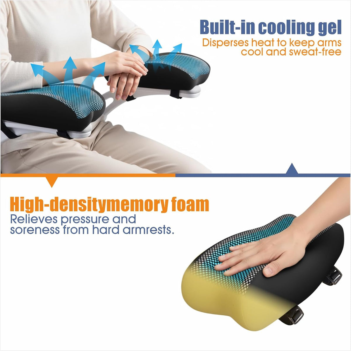 EDWERD Elderly Wheelchair Armrest Pad - Mobility Scooter Elbow Pillow Tray Soft Cushion Memory Foam Arm Stabilizer Accessories, 1PCS