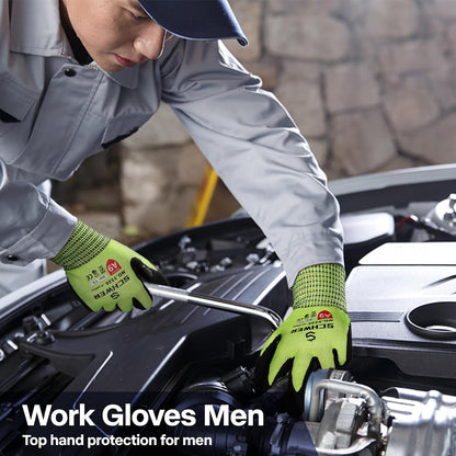 Schwer ProGuard High Level Cut Resistant Work Gloves for Extreme Protection, ANSI A9 Cut Gloves with Reinforced Thumb, Non Slip, Breathable, Durable, Touch-screen, Black 1 Pair（L 3326