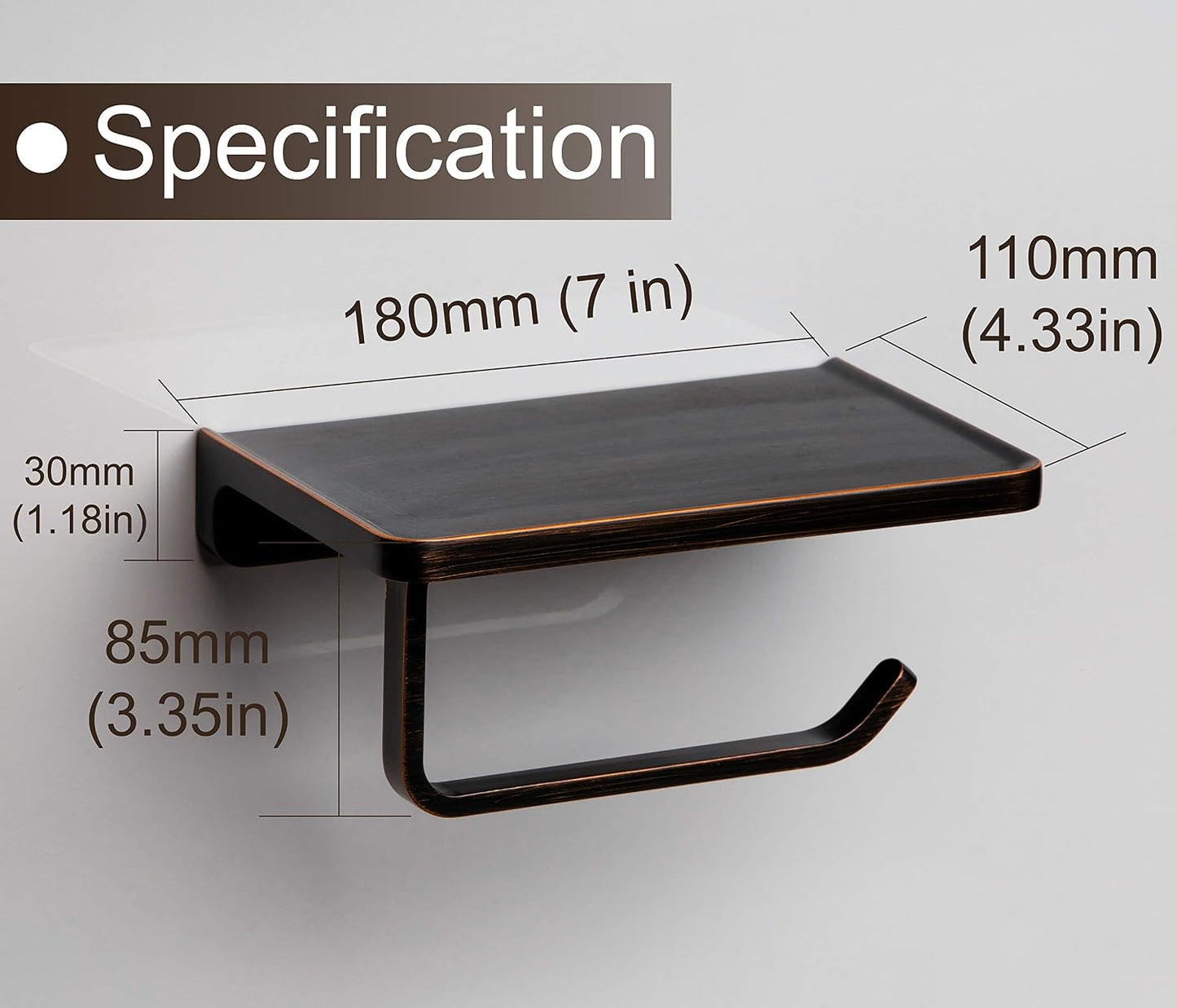 Linkaa Bronze Toilet Paper Holder with Shelf Oil Rubbed Bronze,Wall Mount | Toilet Tissue Roll Holder Dispenser with Phone Shelf Storage holder for Bathroom Kitchen丨Heavy Duty Zinc Alloy Material