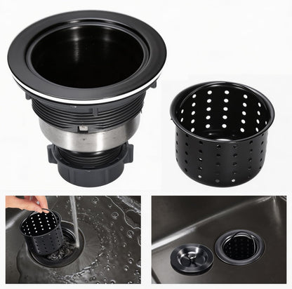 3-1/2 Inch Sink Drain Assembly Kit, Removable Deep Sink Strainer Basket with Sink Stopper/Sealing Lid for Home, Kitchen, Stainless Steel