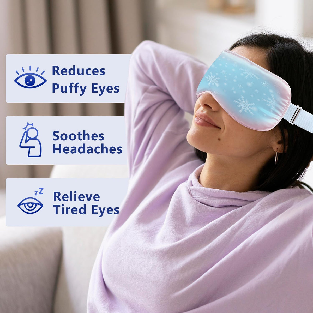 Cooling Eye Mask for Sleeping Migraine Headache Relief Mask Gel Cold Compress Eye Face Ice Pack for Eyestrain Dark Circles and Puffiness Relaxation Gifts for Women Men Silk Reusable-2 Pack