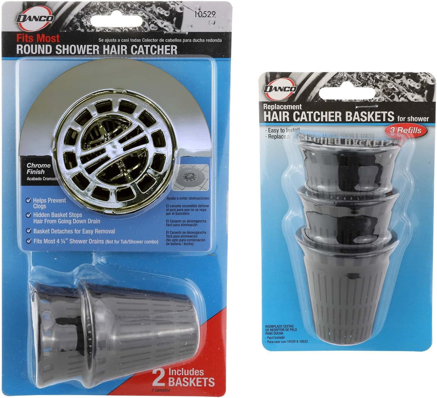 Danco Shower Hair Catcher Baskets, 6-Pack, Black (10739P)