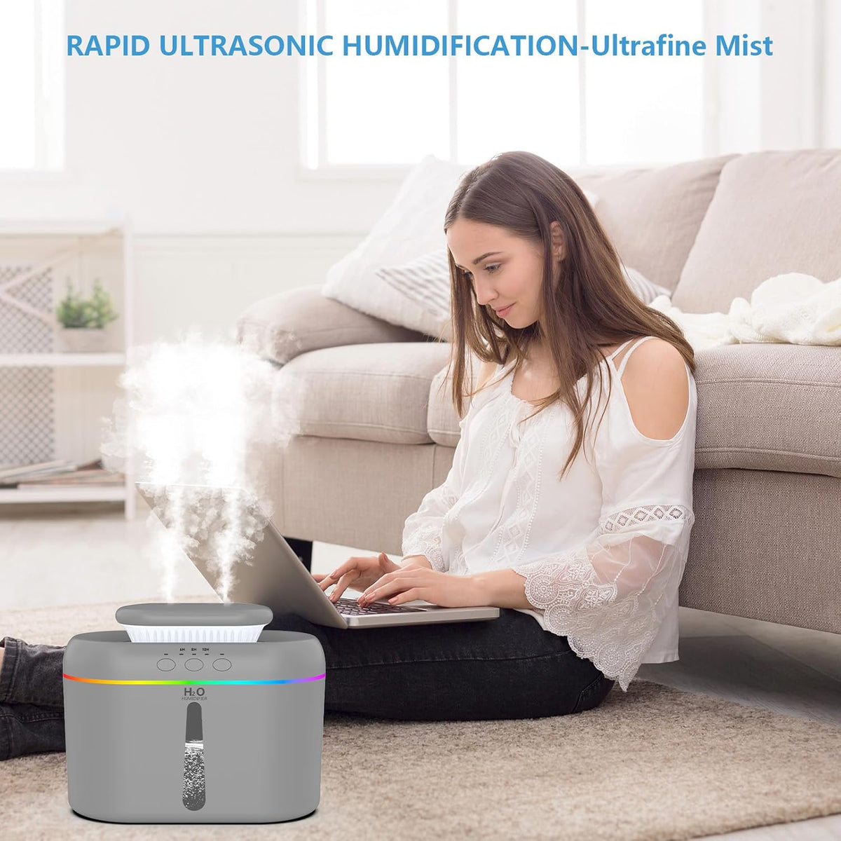 LISACOOL 2L humidifiers Ultra Quiet Supersized Cool Mist Air for Bedroom