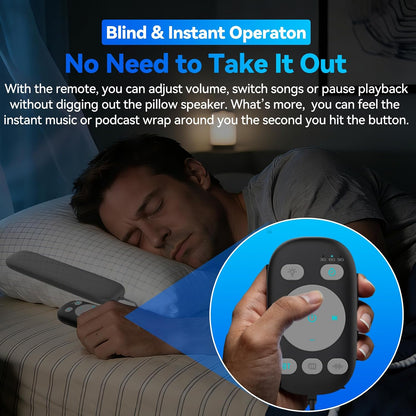 Pillow Speaker for Sleeping w/Remote - Without TF Card, White | Bone Conduction Speaker, 36 Built-in White Noise, Flat Thin Wireless Speaker under Pillow for Side Sleepers, Dusker Sleep Bar