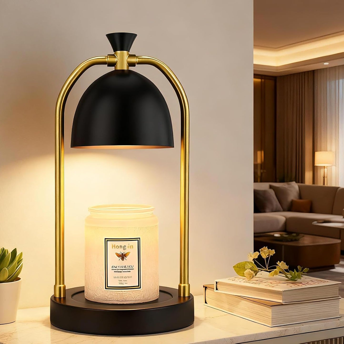 Brown Candle Warmer Lamp with Timer-Electric Candle Light for Bedroom Decor, Aromatherapy at Home | Gifts for Men | Home Gift Ideas
