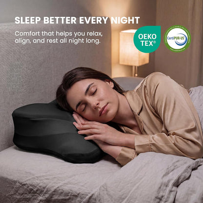 Sweetcrispy Cervical Pillow for Neck and Shoulder - Ergonomic Memory Foam Pillows, Contour Side Sleeper for Adults, Cooling Orthopedic Neck Support for Back Stomach Sleepers, White