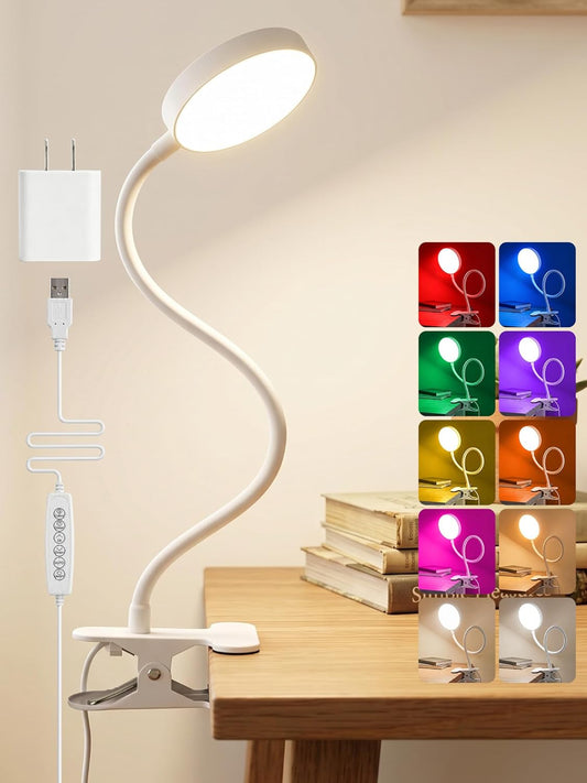 Clip on Lamp,10 RGB Colors+10 Brightness Bright Desk Lamp with Clamp Light