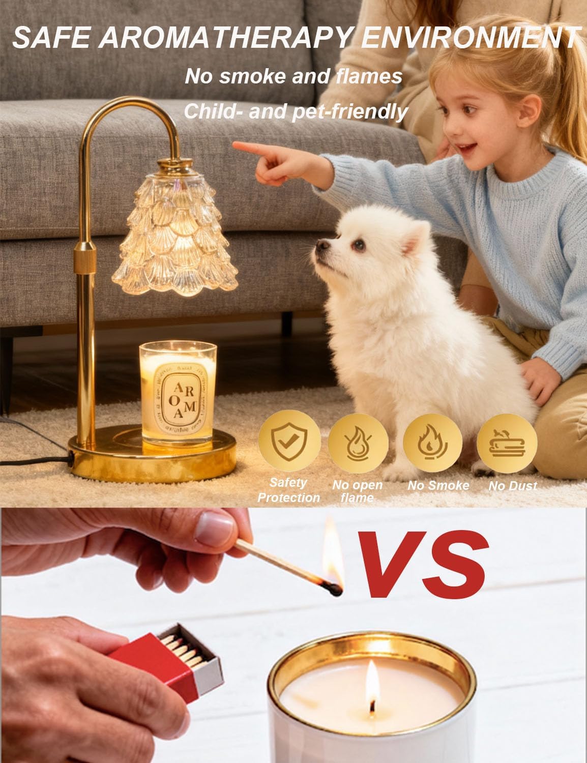Candle Warmer Lamp, Flower Glass Candle Lamp with Timer, Birthday Gifts for Mom Women, Dimmable Height Adjustable Home Gifts, Home Decor for Home Bedroom Office Fragrance (Green Flower)