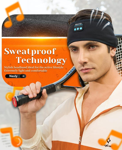 Navly Sleep Headphones, 12Hrs Sports Headband with Soft Cozy Earbuds Comfortable, Headphones Headband with Ultra-Thin HD Stereo Speakers Perfect for Workout,Running,Yoga,Travel
