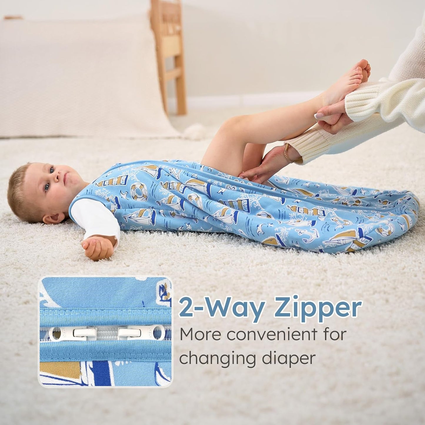 Yoofoss Baby Sleep Sack 0-6 Months Wearable Blanket for Babies 100% Organic Cotton 2-Way Zipper TOG 0.5 Toddler Sleeping Sack 3 Pack, Sleep Sacks