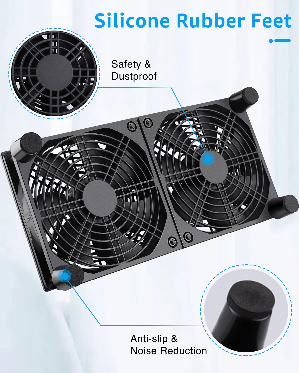 GDSTIME 240mm Router Fan Cooler with L/M/H Speed Control DC 5V USB Powered