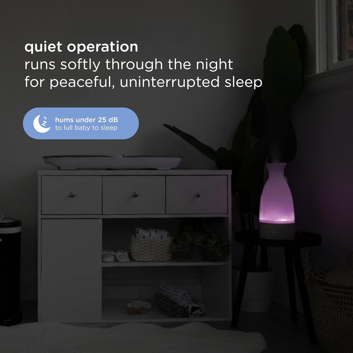 Ubbi Ultrasonic Humidifier, Easy Top-Fill Design | Adjustable Mist Control, Whisper-Quiet 25dB, Soft Night Light Glow for Nursery & Bedroom, Easy to Clean, Auto Shut-Off