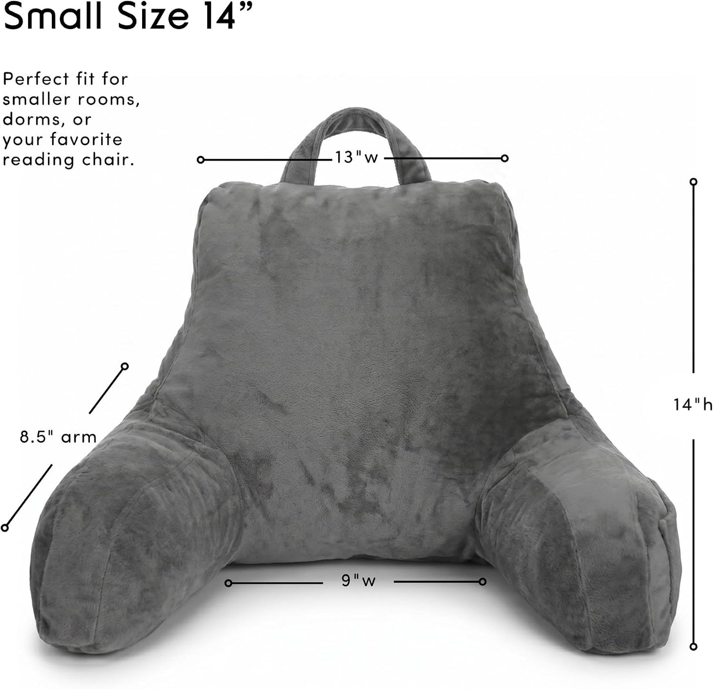 Nestl Reading Pillow with Shredded Memory Foam, Designed for Sitting Up in Bed and Couch, Back and Arms Adjustable Support for Adult & Teens Backrest Pillows for Reading, with Washable Cover Dark Grey