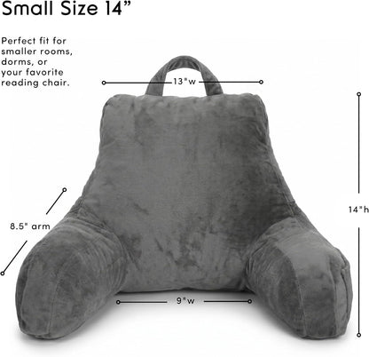 Nestl Reading Pillow with Shredded Memory Foam, Designed for Sitting Up in Bed and Couch, Back and Arms Adjustable Support for Adult & Teens Backrest Pillows for Reading, with Washable Cover Dark Grey