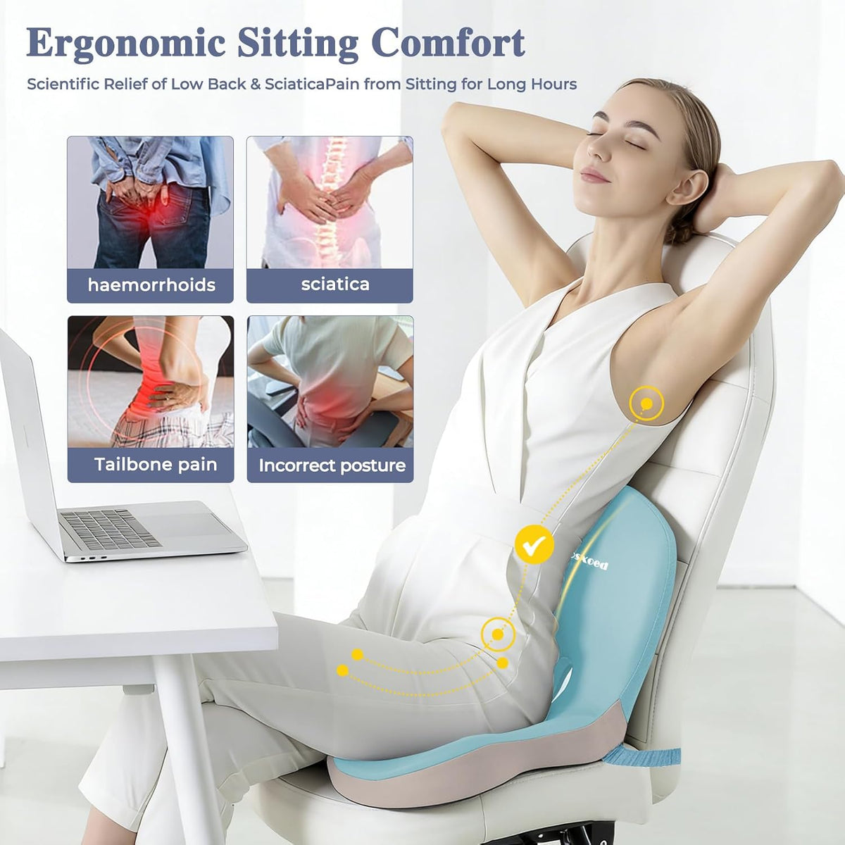 Car Seat Cushion with Lumbar Support Pillow, Seat Cushion for Driving