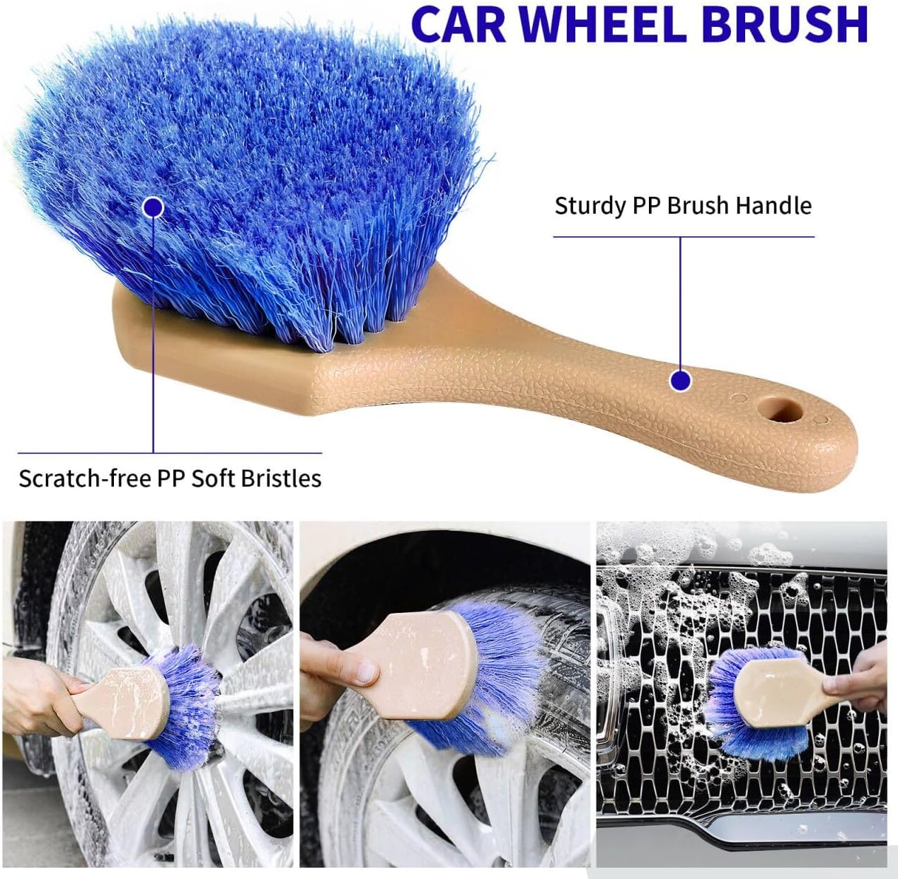 Wontolf 62'' Car Wash Brush Kit with Long Handle, Chenille Microfiber Car Wash Mop Mitt Scratch-Free Car Detailing Cleaning Brush Care Kit Car Cleaning Supplies for Cars RV Truck Boat