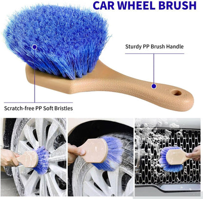 Wontolf 62'' Car Wash Brush Kit with Long Handle, Chenille Microfiber Car Wash Mop Mitt Scratch-Free Car Detailing Cleaning Brush Care Kit Car Cleaning Supplies for Cars RV Truck Boat