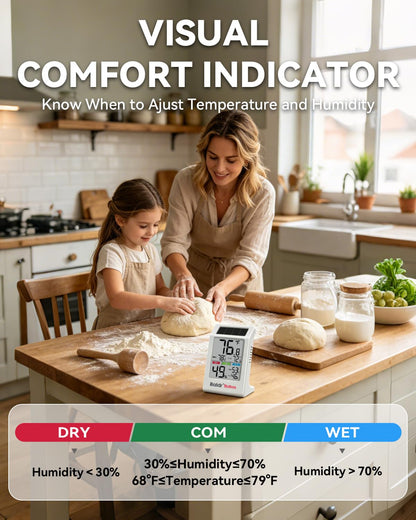 BALDR Solar Indoor Thermometer Humidity Meter No More Battery Changes | 2 Packs Temperature and Humidity Monitor with Backlight & Max Min Records Digital Hygrometer for Room House Home Greenhouse