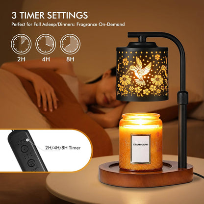 Candle Warmer Lamp with Timer & Dimmer- Electric Wax Melt Warmer with Adjustable Height for Scented Candles, Home Décor Fragrance and House Warming Birthday Gifts for Women Mom