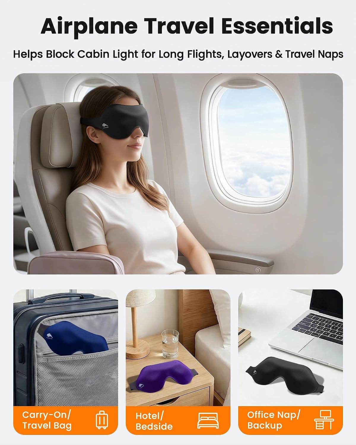 3 Pack Sleep Masks for Side Sleepers, True Blackout 3D Eye Mask for Sleeping, Zero Eye Pressure, Lash-Friendly, Adjustable Soft Eye Cover for Women Men, Travel Night Blindfold
