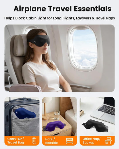 3 Pack Sleep Masks for Side Sleepers, True Blackout 3D Eye Mask for Sleeping, Zero Eye Pressure, Lash-Friendly, Adjustable Soft Eye Cover for Women Men, Travel Night Blindfold