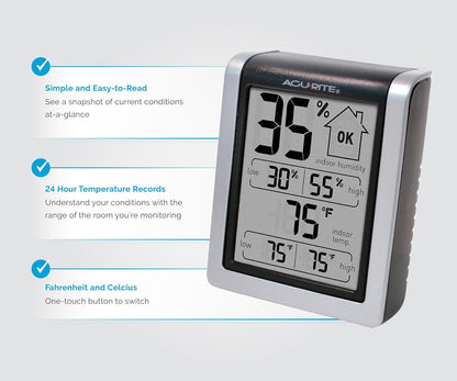 AcuRite Digital Indoor Thermometer and Hygrometer, Classic