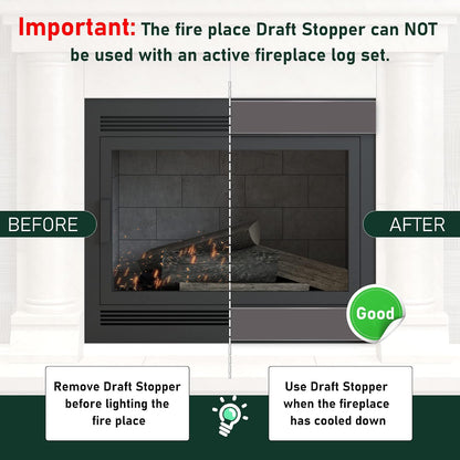 Flehomo Magnetic Fireplace Draft Stopper - Fireplace Cover to Block Draft from Vent, Prevent Cold Air and Heat Loss, Magnetic Fireplace Screen for Indoor Chimney, 2 Pack (36 x 6 inch)