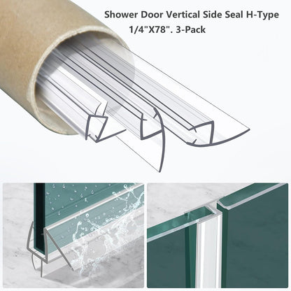 Shower Door Bottom Seal 2-Pack, 36"(914mm) Long PVC Strips with Drip Rail for 5/16"(8mm) Glass Door, Prevent Water from Spilling and Keeps The Room Clean