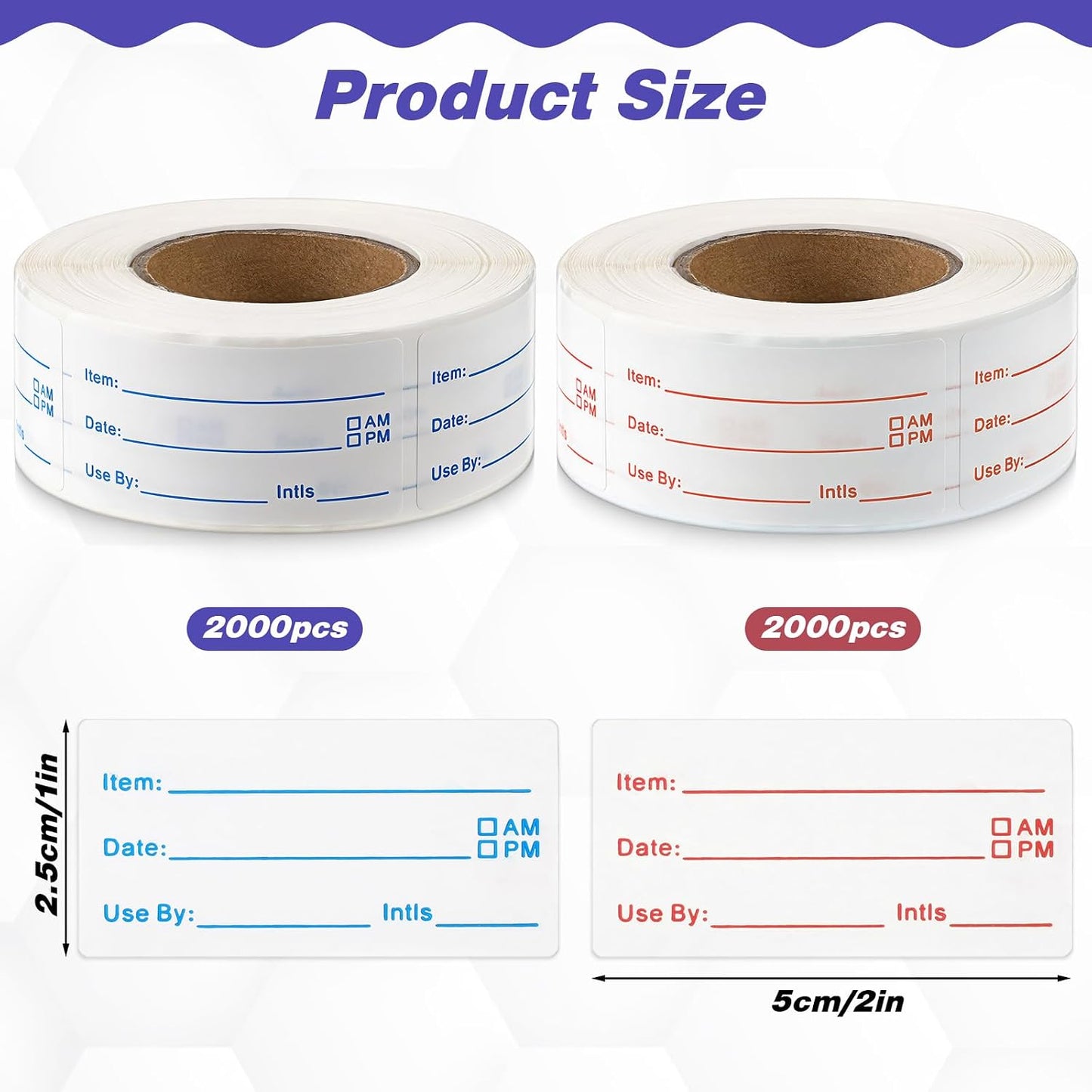 8 Rolls 4000 Pcs Removable Freezer Labels for Food Containers | 1 x 2 Inch No-Residue Food Labels Easy to Write On Foods Date Label Stickers for Kitchen Restaurants Grocery Stores Markets