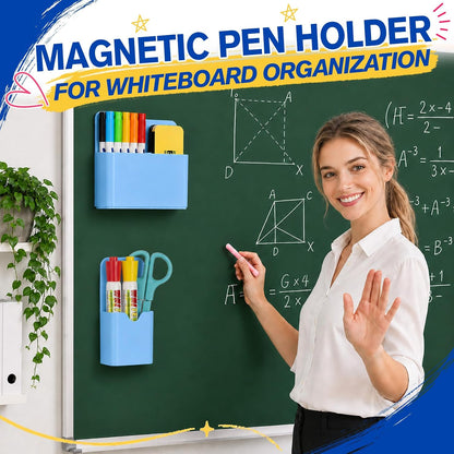 Magnetic Pen Holder, Magnetic Marker Holder, 4 Pack, White | Magnetic Cups for Dry Erase Markers, Pen Organizer for Whiteboard, Refrigerator, Locker, Cruise, Classroom, Office, School