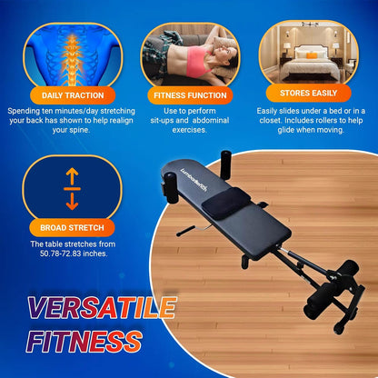 Lumbar Decompression Table By Lumbar Bench - Horizontal Inversion Table for Lower Back Pain Relief, Back Stretcher Machine, Stretches the back, Ankle, Knee, and Hip. 300/330 lbs. Capacity