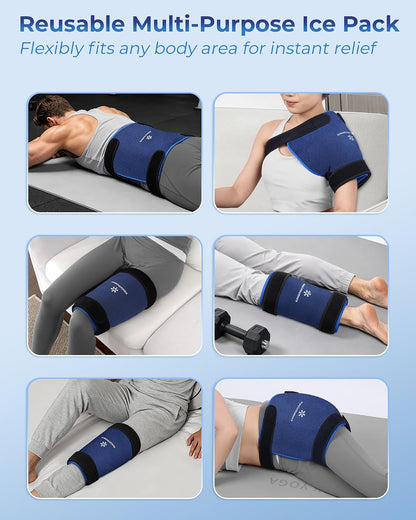 KingPavonini Soft Large Ice Pack for Injuries Reusable with Straps, 11"x15"