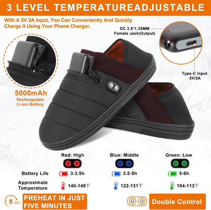 Heated Slippers,BIAL Unisex Electric Heating Pad for Feet,Rechargeable Battery Shoes Heat Foot Warmer Feet Warmer Winter Slippers Cold Weather Slipper for Men Women