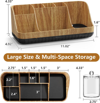 GFWARE Black Toothbrush Holder - 7 Slots Bathroom Organizer Countertop with Drainage Matte Black Electric Toothbrush and Toothpaste Holder for Bathroom Accessories Sink Storage