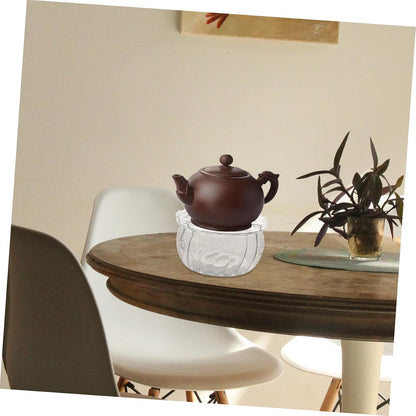 VOSAREA Glass Teapot Warmer Tealight Holder Multifunctional Heat Base for Teapots Tea Soups Easy to Clean Decorative Glass Tea Warmer for Kitchen Accessories
