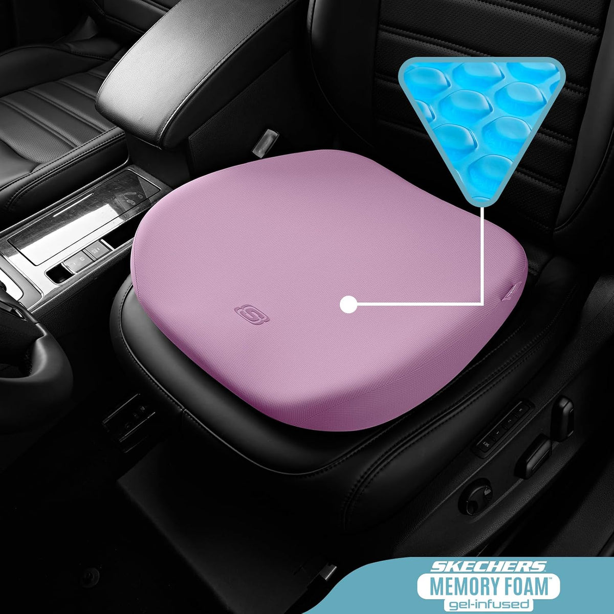 Skechers Seat Cushion Premium Gel & Memory Foam-Office Chair Cushion for Tailbone Pain Relief,Butt Pillow for Office Chair,Car seat Cushion,Long Sitting Office Workers,and Car Drivers,Black