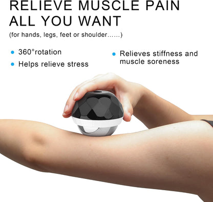 Coolrunner Cold Massage Roller Ball, Cryosphere Cold Massage Ball- Heat Therapy & Cold Therapy Relief with Cold Gel Core- Helps with Muscles Recovery and Inflammation for Shoulders, Neck (Black Blue) | Heat Therapy & Cold Therapy Relief, Helps with